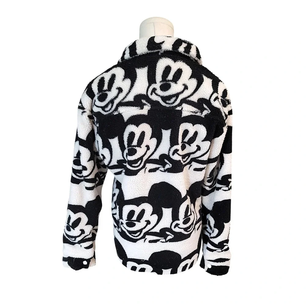 Disney Forever 21 Kids Mickey‎ Mouse Black White Fuzzy Sherpa Jacket